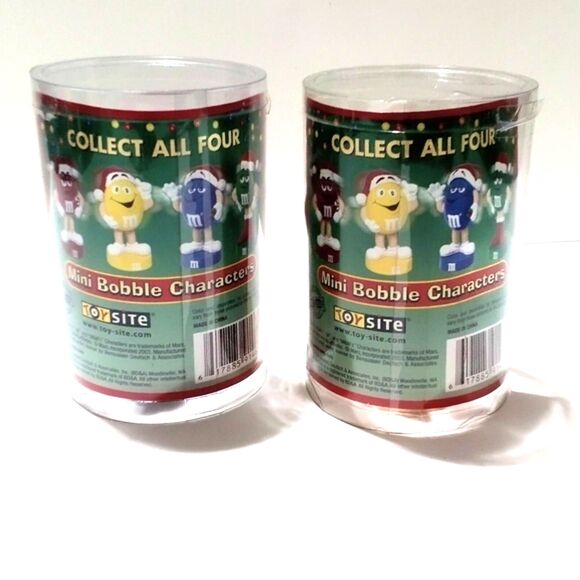 Pair of Vintage M & M's Christmas Mini Bobble Head Character Figurines - Picture 3 of 4